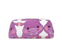 MDATT Trousse à crayons en cuir avec fermeture éclair pour stylos, crayons, marqueurs - Motif hippopotame violet, Argenté., Taille unique, Trousse de maquillage