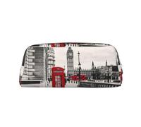 MDATT Trousse à crayons en cuir rouge avec fermeture éclair pour stylos, crayons, marqueurs Motif cabine téléphonique londonienne, Argenté., Taille unique, Trousse de maquillage