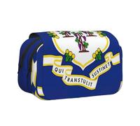 MDATT Trousse à crayons pour adultes, motif drapeau de l'État du Connecticut, Noir , Taille unique, Organiseur de sac