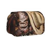 MDATT Trousse de transport durable pour adultes avec chapeau de cowboy noir et bottes occidentales, Noir , Taille unique, Organiseur de sac