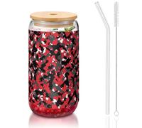MDATT Verres à eau avec couvercles et pailles, motif camouflage, pour jus, bière, café, thé - 473 ml