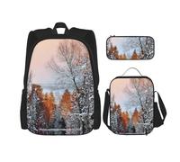 MDATT Wandering in The Winter Light Sac à dos avec boîte à déjeuner Sac à dos Anime Sac d'école Cartable Sac à dos Ensemble pour trois, Noir , Taille unique, Ensemble cartable