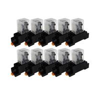 MDBJTCYZN 10set White Relay LY2NJ AC/DC 6V 12V 24V 36V 48V 110V 220V Small Relay 10A 8 Pins Coil DPDT with Socket Base(DC,48V)