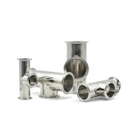 MDBJTCYZN 1PC 51mm 304 Stainless Steel 2" Three Clip Card Sleeve Tee Short End Tee Joint