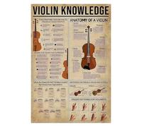 MDBJTCYZN Antique Style Violin Chart Metal Tin Sign Retro Wall Decor For Music Room Educational Poster For Students Or Teachers 8 x 12 inch