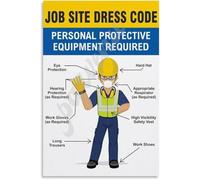 MDBJTCYZN Construction Site Dress Code Poster Rules Chart | Clear visuals help workers follow proper attire regulations(Framed,12x18inch(30x45cm))