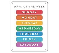 MDBJTCYZN Educational Metal Sign Days of the Week Retro Learning Chart for Teachers Classroom Home School Wall Decor 8 X 12 inch