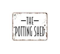 MDBJTCYZN Gardening Decor Metal Tin Sign Potting Shed Sign Rustic Outdoor Wall-Art for Tool Shed Patio Backyard Garden Center 8 X 12 inch
