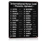 MDBJTCYZN Morse Code Phonetic Alphabet Poster Aluminum Sign 8x12 Inch | Complete international code system on easy hang metal sign for clubhouse or cafe