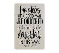 MDBJTCYZN Scripture Metal Tin Sign The Steps of a Man Are Ordered by the Lord Religious Quote Wall-Art Gift for Men Father Husband Dads 8 X 12 inch