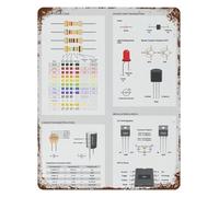 MDBJTCYZN Vintage Electronic Components Poster on Distressed Tin Metal Sign Retro Tech Wall-Art for Gaming Room Garage Office Decor 8 X 12 Inch