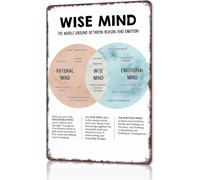 MDBJTCYZN Wise Mind Dialectical Behavior Aid Classroom Plaque 12x8 Inch | Classic black white color scheme fits minimalist modern interior