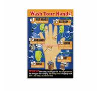 MDBJTCYZN ZGPOSQKZSC Childrens Health Education Poster Wash Your Hands Sign Germ Fighting Guide Canvas Wall-Art for Bedroom Classroom Cute Decor(Unframed,12x18inch(30x45cm))