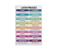 MDBJTCYZN ZGPOSQKZSC Classroom Decor Poster: Essential Latin Phrases & Vocabulary, Boho Color Scheme Canvas Print for English, History Class, Home School(Unframed,16x24inch(40x60cm))