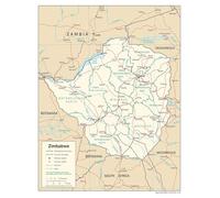 MDBJTCYZN ZGPOSQKZSC Detailed Map of Zimbabwe Political and Administrative Large Print with Major Cities Highways Railways for Education Reference(Framed,12x18inch(30x45cm))