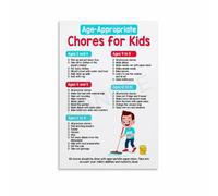 MDBJTCYZN ZGPOSQKZSC Educational Chore Chart Canvas Print Age Appropriate Responsibilities for Family Organization Home Wall-Art