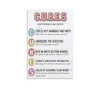 MDBJTCYZN ZGPOSQKZSC Educational Math Poster CUBES Strategy for Solving Word Problems Anchor Chart Wall-Art for Homeschool Classroom(Unframed,08x12inch(20x30cm))