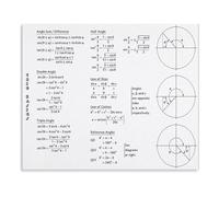 MDBJTCYZN ZGPOSQKZSC Educational Math Poster Trigonometry Formulas Angle Sum Double Angle Law of Sines Guide Canvas Painting for Wall Decor Home Office(Unframed,12x18inch(30x45cm))