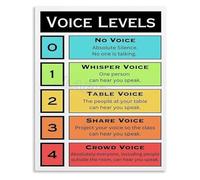 MDBJTCYZN ZGPOSQKZSC Elementary Classroom Poster Voice Level Chart Metal Tin Sign Educational Wall-Art for Noise Control Teachers(Framed,12x18inch(30x45cm))
