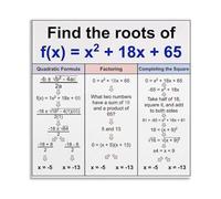 MDBJTCYZN ZGPOSQKZSC High School Math Poster Quadratic Equations Algebra 2 Chart for Roots Factoring Completing the Square Student Study Aid Classroom Wall Decor (Framed,16X24inch(40X60cm))