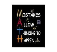 MDBJTCYZN ZGPOSQKZSC Math Teacher Decor Growth Mindset Poster Mistakes Allow Thinking to Happen Motivational Sign Educational Wall-Art for Classroom Office School(Framed,08x12inch(20x30cm))