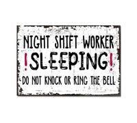MDBJTCYZN ZGPOSQKZSC Night Shift Worker Sleeping Do Not Disturb Sign Funny Warning Metal Sign for Front Door Bedroom Day Sleeper Humor Retro Tin Plaque 8 X 12 in