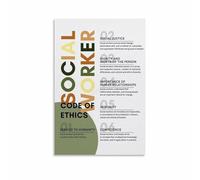MDBJTCYZN ZGPOSQKZSC Social Worker Office Decor Poster Code of Ethics Core Values Print for Counseling Agency Work Student Study Room(Unframed,16x24inch(40x60cm))