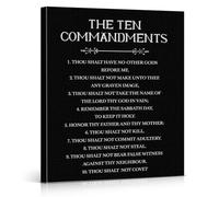 MDBJTCYZN ZGPOSQKZSC The Ten Commandments Canvas Print - Sacred Biblical Law on Gallery Wrapped Canvas, Christian Family Faith Statement for Home or Chapel(Framed,12x18inch(30x45cm))