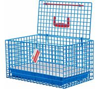 MDC Caisse de Transport pour Chat avec Ouverture Dessus, Bleue | Caisse pour chat avec ouverture dessus, côtés en maille, bac profond et poignée pour des voyages confortables, noire