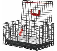 MDC Caisse de Transport pour Chat avec Ouverture Dessus, Noire | Caisse pour chat avec ouverture dessus, côtés en maille, bac profond et poignée pour des voyages confortables, bleue