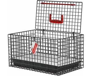 MDC Caisse de Transport pour Chat avec Ouverture Dessus, Noire | Caisse pour chat avec ouverture dessus, côtés en maille, bac profond et poignée pour des voyages confortables, bleue