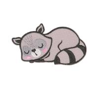 MDC Ecusson thermocollant Animal endormi Tissu Bio Raton Laveur 6,5cm x 3,5cm