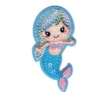 MDC Ecusson thermocollant Aquatique Sirene Bleue 6,5cm x 4,5cm