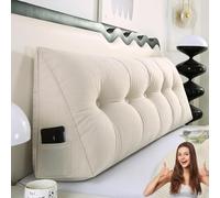 MDDKOP Coussin de Lecture Compensé, Triangulaire Coussin à Coins, Gros Coussin Canapé Dossier, Traversin Tête de lit Support Arrière Oreiller De Tête De Lit en Coin(Blanc,200x20x50cm)