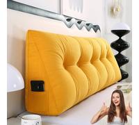 MDDKOP Coussin de Lecture Compensé, Triangulaire Coussin à Coins, Gros Coussin Canapé Dossier, Traversin Tête de lit Support Arrière Oreiller De Tête De Lit en Coin(Jaune,120x20x50cm)