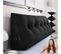 MDDKOP Coussin de Lecture Compensé, Triangulaire Coussin à Coins, Gros Coussin Canapé Dossier, Traversin Tête de lit Support Arrière Oreiller De Tête De Lit en Coin(Noir,150x20x50cm)