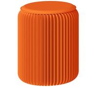 MDDKOP Tabouret en Papier Artisanal, Tabouret Pliant en Papier avec Coussin, Banc en Papier alvéolé, Tabouret Pliant Multifonctionnel Rond pour Salon Chambre, Bureau(Orange,32x32x30cm)