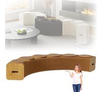 MDDKOP Tabouret en Papier Kraft Pliable en accordéon, Facile à Ranger et à Transporter, Tabouret Relaxant avec Coussin pour Cuisine, Salon et Salle à Manger(Marron,300x30x28cm+6Cush)