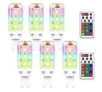 MDee Ampoule G9 LED RGB avec Télécommande, 2,5W Multicolore Ampoule G9, Dimmable 12 Couleurs RGB + Blanc Froid 6000K, Pour Bars, Karaokés, Fêtes, Mariages, Éclairage Décoratif Et Intérieur, Lot de 6