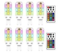 MDee Ampoule G9 LED RGB avec Télécommande, 2,5W Multicolore Ampoule G9, Dimmable 12 Couleurs RGB + Blanc Chaud 3000K, Pour Bars, Karaokés, Fêtes, Mariages, Éclairage Décoratif Et Intérieur, Lot de 8