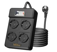 MDee RCD Multiprise MDee RCD avec disjoncteur différentiel, Multiprise Electrique (16A/4000W), 4 Prises, Protection Contre Les Surtensions, Câble 3M pour appareils électroménagers, Outils, extérieur