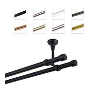 MDEKOR Kit de tringle à rideaux, 2 voies, 120 cm, pour montage au plafond, en métal, diamètre 19 mm, noir