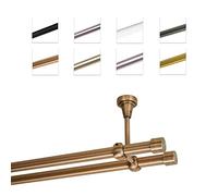 MDEKOR Kit de tringle à rideaux, 2 voies, 480 cm, pour montage au plafond, en métal, diamètre 19 mm, cuivré