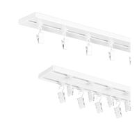 MDEKOR rail à rideau aluminium 350 cm, 2-en-1 simple/double, montage plafond, blanc, ensemble complet avec clips métalliques, crochets et supports métalliques stables, silencieux