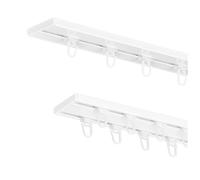 MDEKOR rail de rideaux en aluminium 600 cm, 2-en-1 simple/double, montage au plafond, blanc, ensemble complet avec glissières, crochets et supports métalliques robustes, silencieux