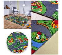MDEKOR - Tapis de Jeu pour Chambre d’Enfant 200 x 200 cm, Motif Route de Voiture, Parfait pour garçons, Filles, Tout-Petits, décoration ludique et colorée
