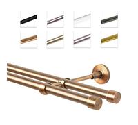 MDEKOR Tringle à rideaux 280 cm à double passage | Tringle à rideaux pour montage mural cuivre en métal | Set de tringles à rideaux Ø 19 mm