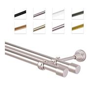 MDEKOR Tringle à rideaux 280 cm à double passage - Tringle à rideaux pour montage mural - En métal argenté - Diamètre : 19 mm