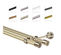 MDEKOR Tringle à rideaux 280 cm à double passage | Tringle à rideaux pour montage mural Or vieilli en métal | Set de tringles à rideaux Ø 19 mm