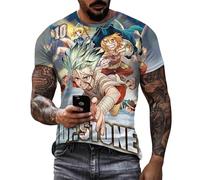 MDEM Anime Dr Stone T - Shirt Graphique pour Hommes Harajuku Mode 3D Manga sur Pierre T - Shirt Imprimé Sagua Femmes-color4||S